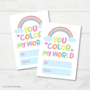 Valentine Card, Rainbow Classmates Printable