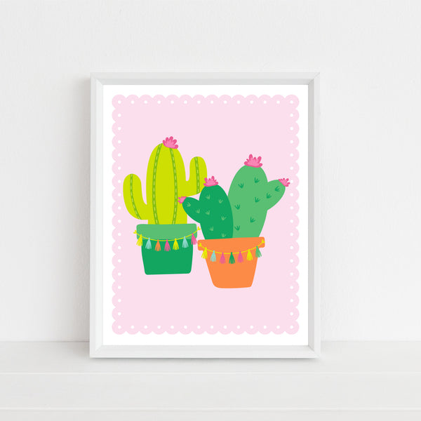 Cactus Art Print, Cactus & Tassels, Printable Kids Room Decor