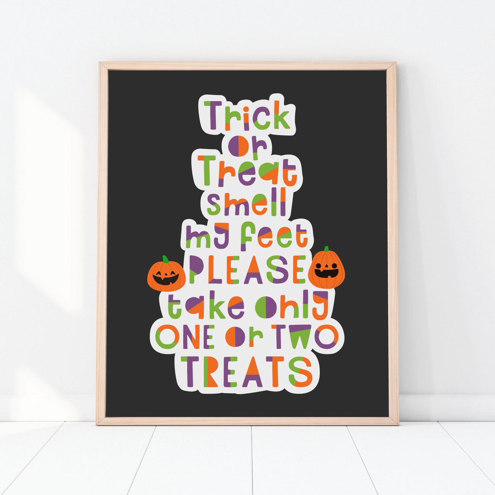 Halloween Art Print, Trick or Treat Printable Door Sign