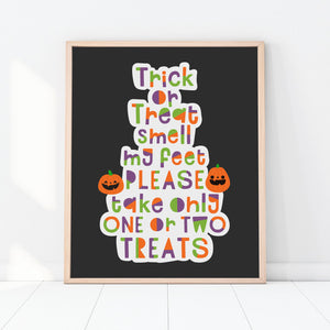 Halloween Art Print, Trick or Treat Printable Door Sign