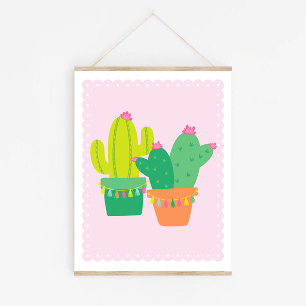 Cactus Art Print, Cactus & Tassels, Printable Kids Room Decor