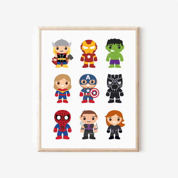 Super Heroes Art Print, Avengers Printable