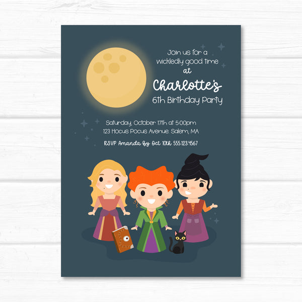 Hocus Pocus Invitation, Halloween Witches Birthday Party Invite