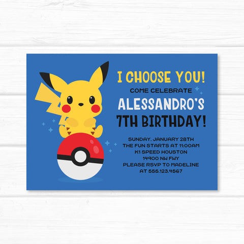 Video Game Invitation, Pokemon Inspired Birthday Party Invite