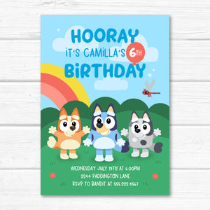 Bluey Invitation, Bluey Bingo and Muffin Dogs Birthday Invite