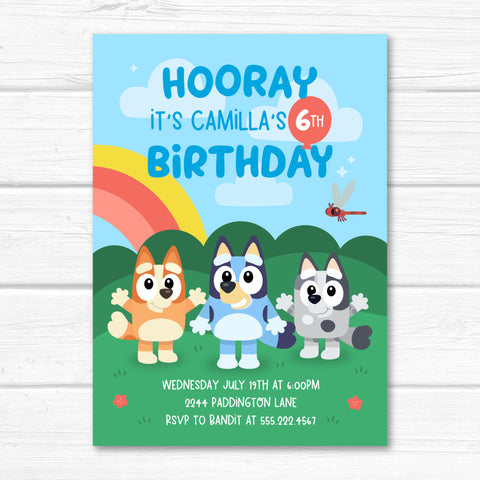 Bluey Invitation, Bluey Bingo and Muffin Dogs Birthday Invite