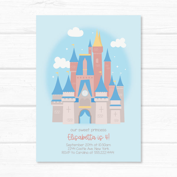 Princess Invitation, Disney Castle Inspired Birthday Invite