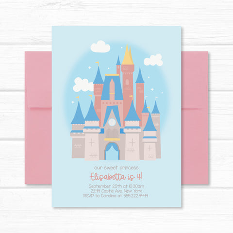 Princess Invitation, Disney Castle Inspired Birthday Invite