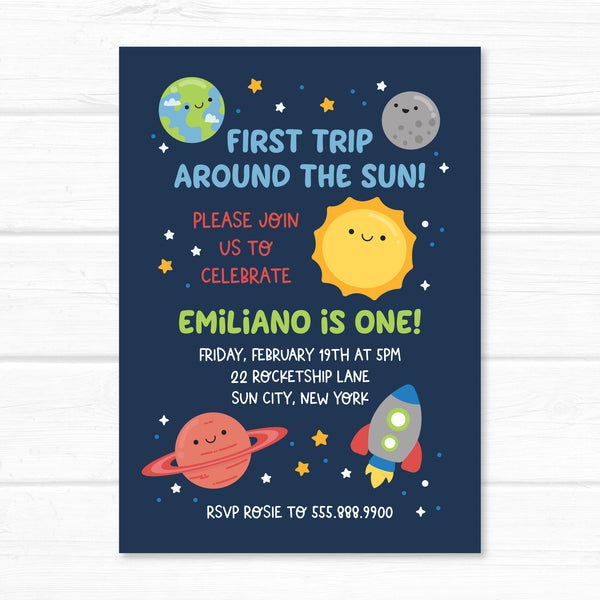 Planets Invitation, First Birthday Space Birthday Invite