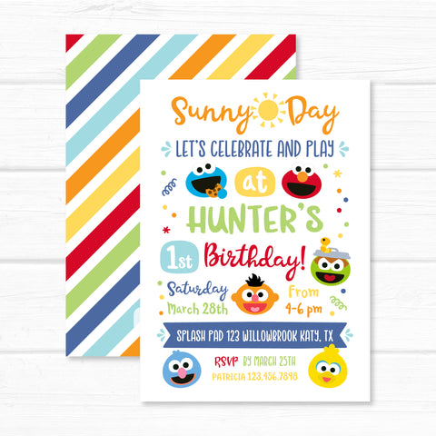 Monsters Invitation, Sesame Street Inspired Birthday Party Invite