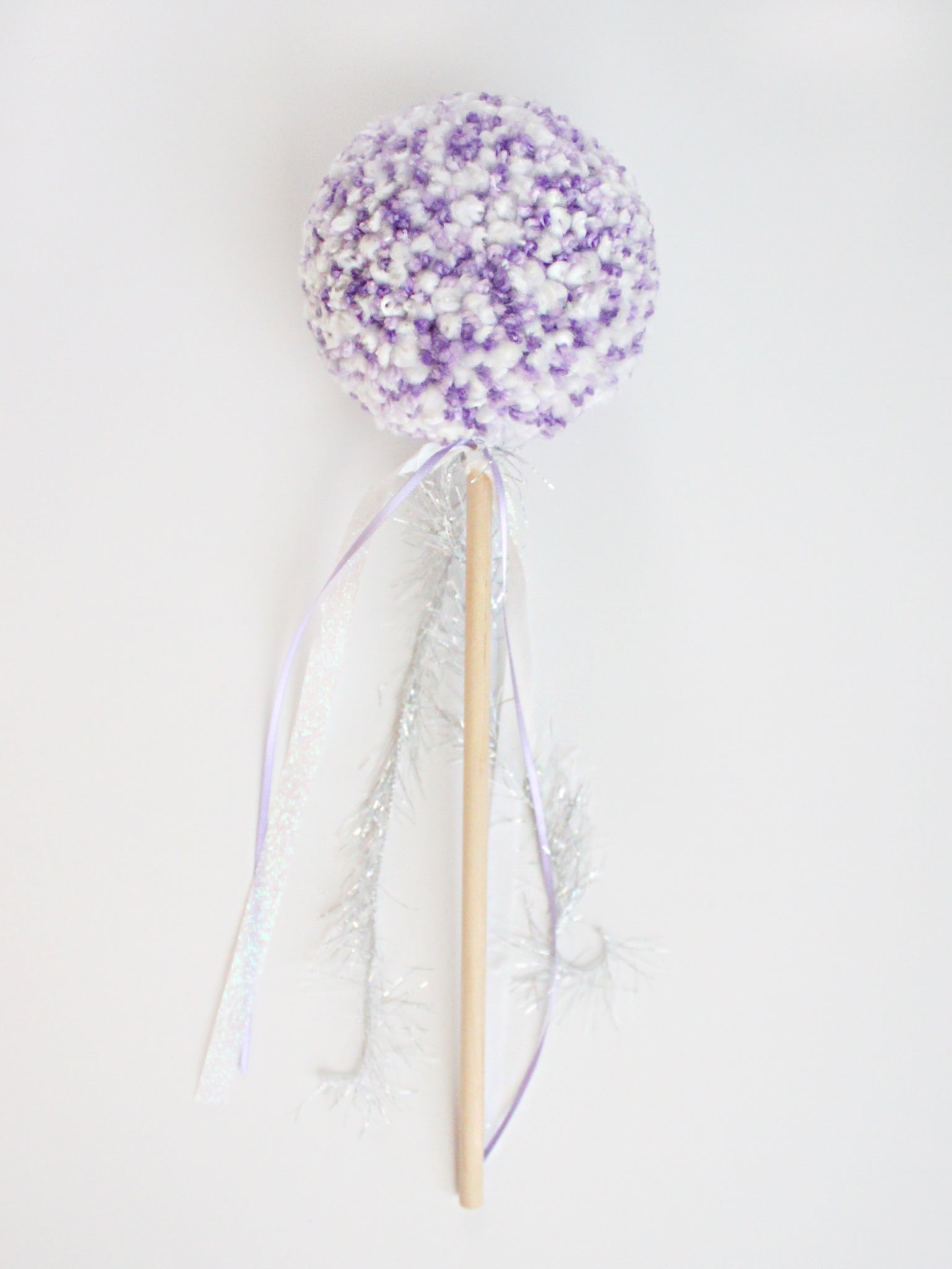 Pom Pom Wand, Purple White Colors, Party Playtime