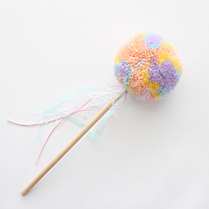 Pom Pom Wand, Pastel Rainbow Colors, Party Playtime