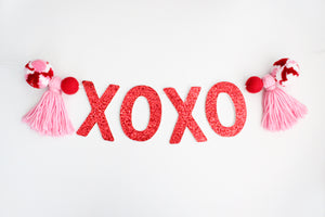 XOXO Garland, Pom Pom & Tassel, Valentines Banner Decor