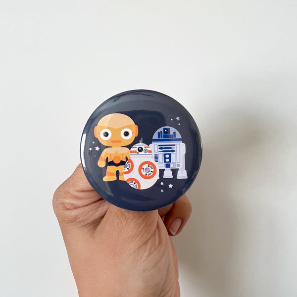 Button Pin. Star Wars Badge. Droids Pin Back Button