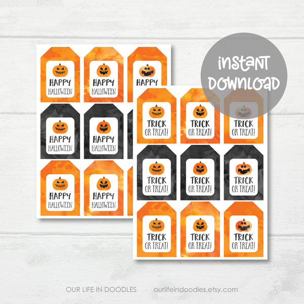 Halloween Tags, Trick or Treat Goody Bags, Printables