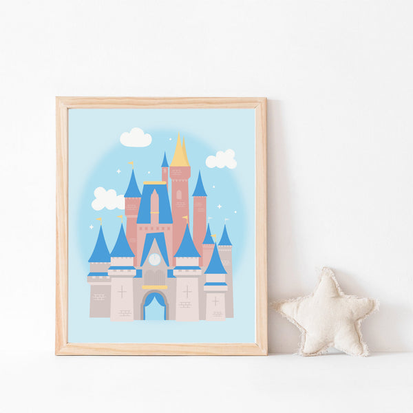 Magic Castle Art Print, Fairytale Princess Disneyland Castle Printable Room Decor