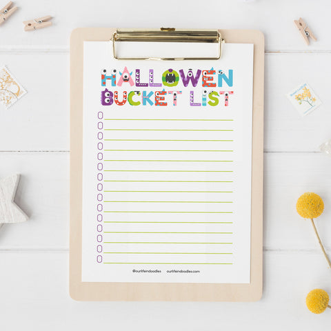 Halloween Art Print, Bucket List of Activities