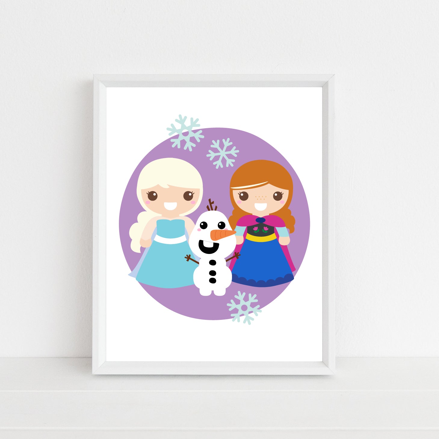 Princess Art Print, Frozen Elsa Anna Print, Printable Kids Wall Art Room Decor