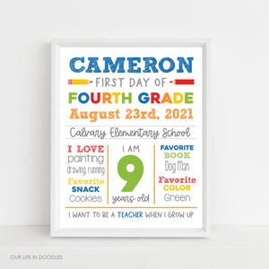 First Day of School Sign, Milestone Printable