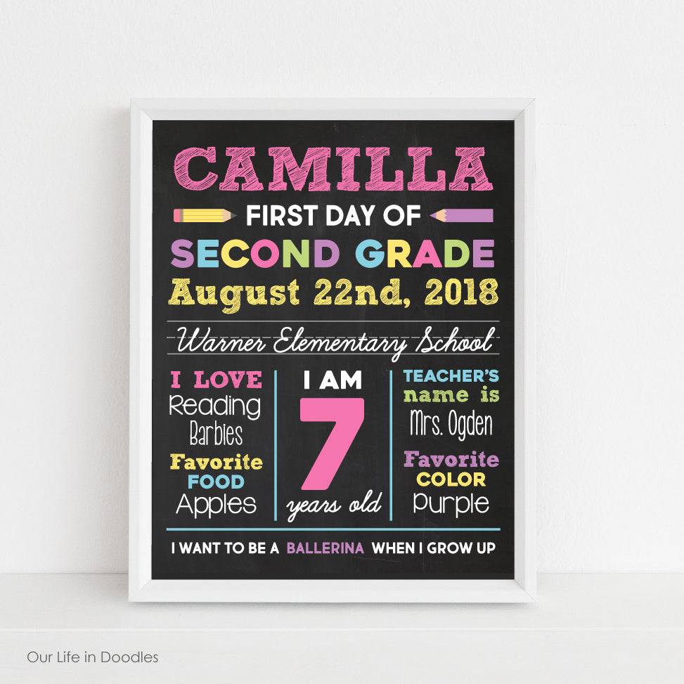 First Day of School Sign, Chalkboard Printable, Any Grade