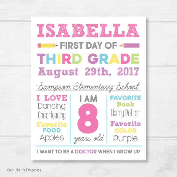 First Day of School Sign, Milestone Printable