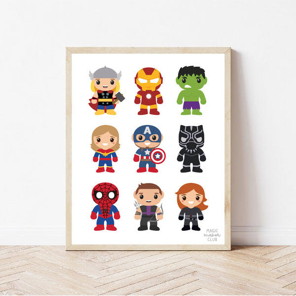 Super Heroes Art Print, Avengers Printable