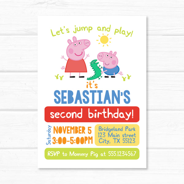 Peppa Pig Invitation, Peppa Pig George Inspired Birthday Party Invite