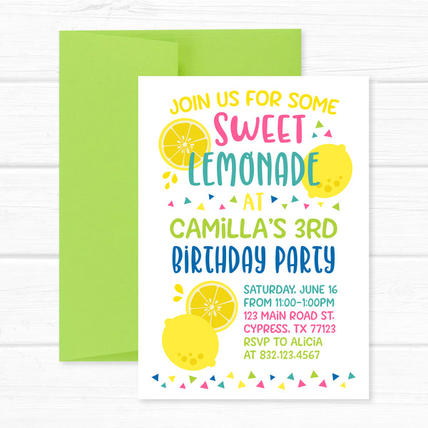 Lemonade Invitation, Lemons Lemonade Stand Birthday Invite
