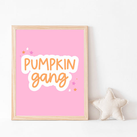 Pumpkin Gang Art Print, Halloween Printable Sign