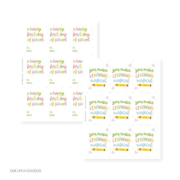 Happy First Day of School, Printable Gift Tags