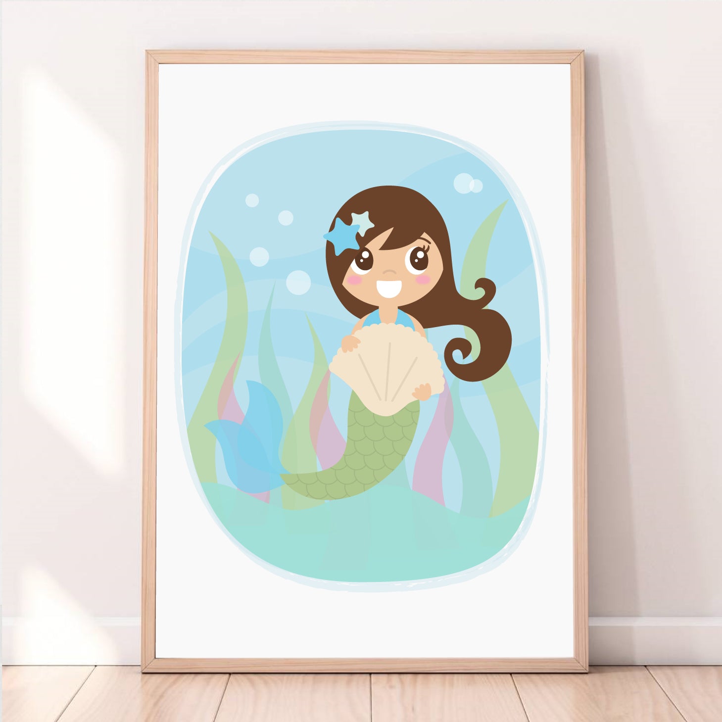 Mermaid Art Print, Ocean Sea Print, Printable Kids Wall Art Room Decor