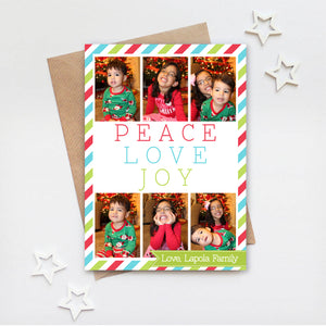 Christmas Photo Card, Holiday Pictures Card, Peace Love Joy