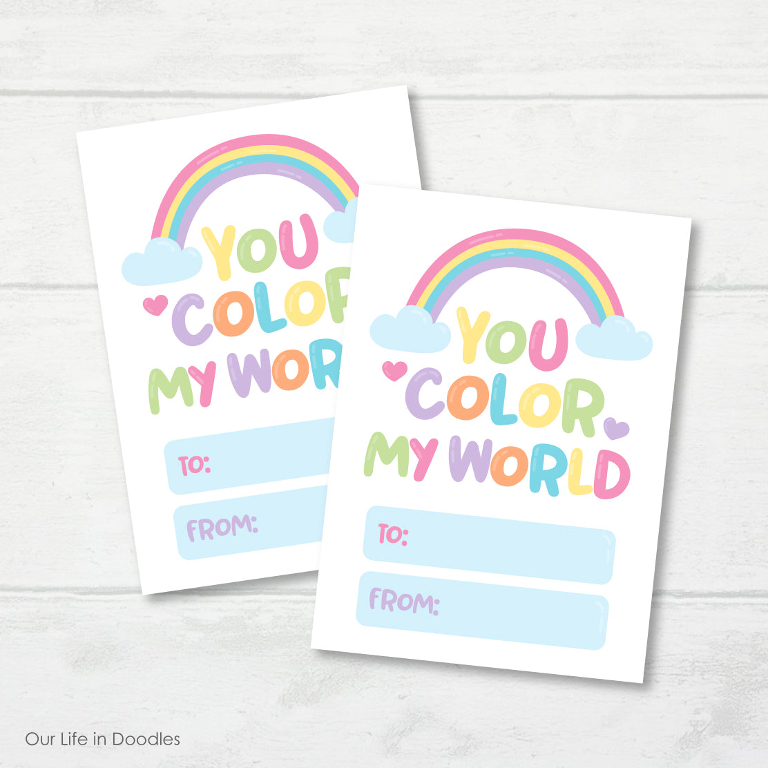 Valentine Card, Rainbow Classmates Printable