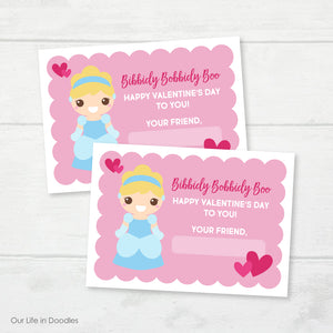 Valentines Day Card, Princess Cinderella Classmate Printable