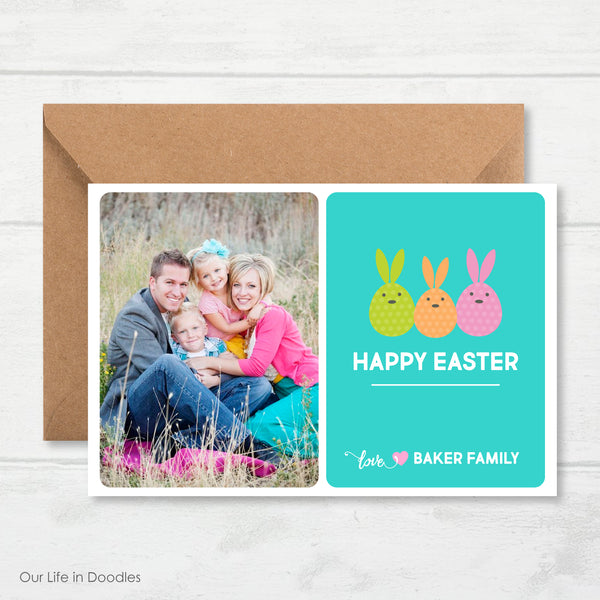 Easter Bunnies Photo Card, Happy Easter Picture Card