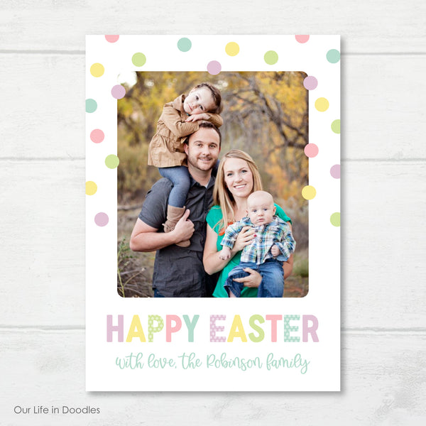 Easter Photo Card, Polka Dot Happy Easter Picture Card