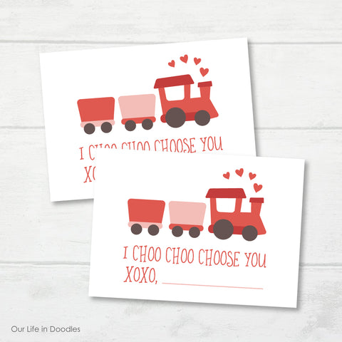 Valentines Day Card, Train Choo Choo Printable
