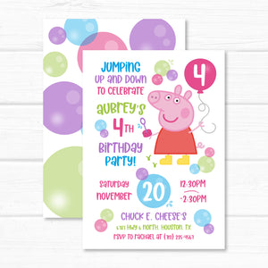 Peppa Pig Invitation, Peppa Pig Insipired Birthday Invite