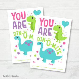 Valentines Day Card, Dinosaurs Classmates Printable