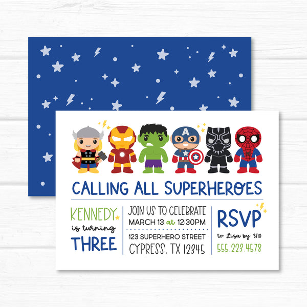 Super Heroes Invitation, Avengers Birthday Party Invite