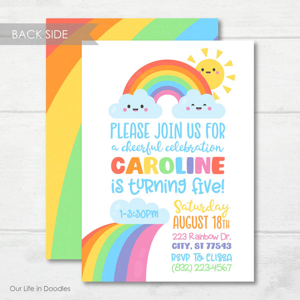 Rainbow Invitation, Sunny Day Birthday Party Invite