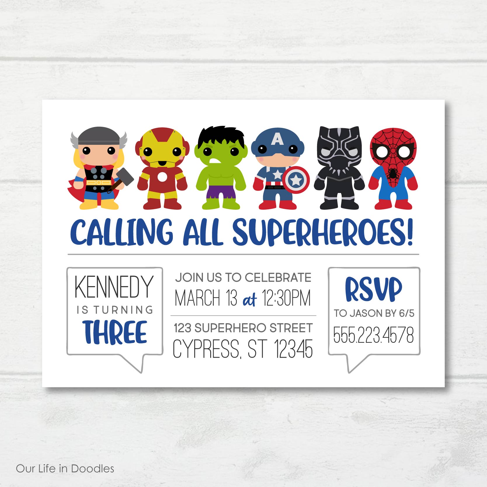 Super Heroes Invitation, Avengers Inspired Birthday Party Invite