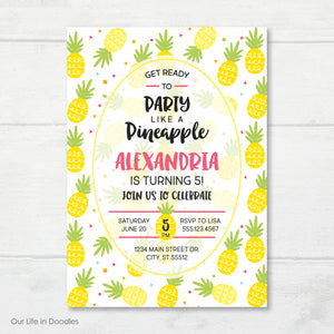 Pineapple Invitation, Fruit Birthday Party Invite
