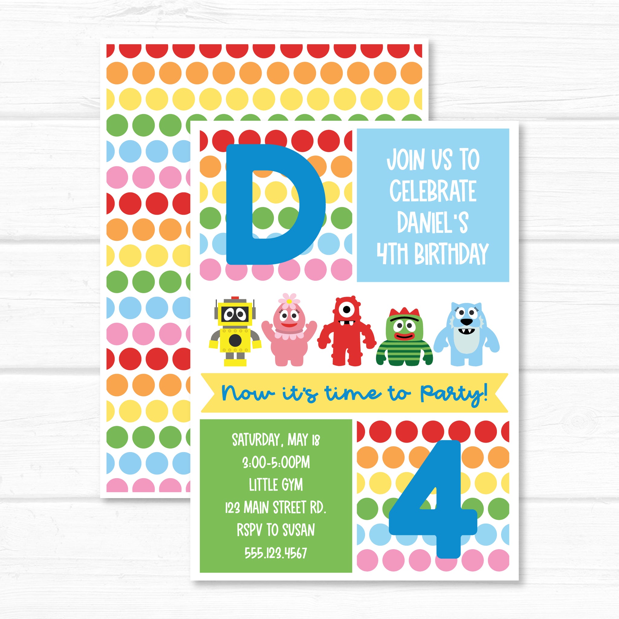 Yo Gabba Gabba Invitation, Monsters Birthday Invite