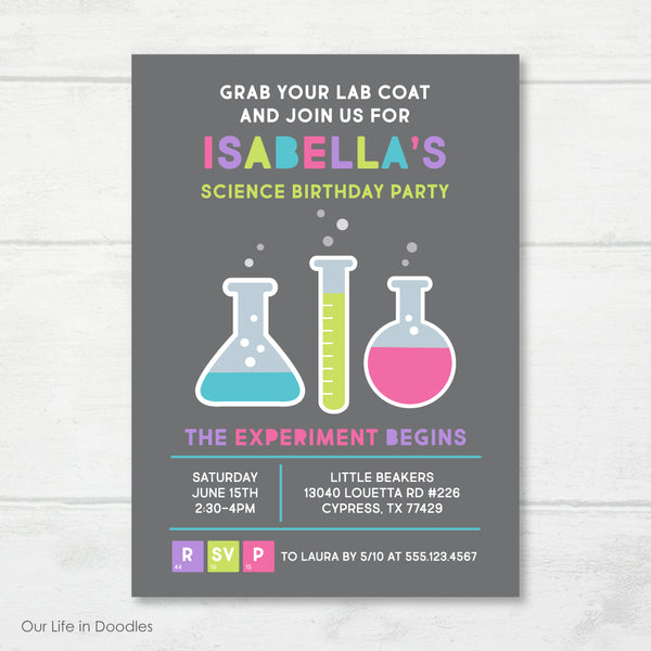 Science Invitation, Mad Science Experiments Birthday Party Invite