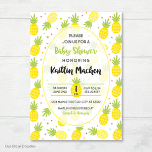 Pineapple Invitation, Fruits Baby Shower Invite