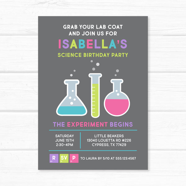 Science Experiments Invitation, Scientist Birthday Invite