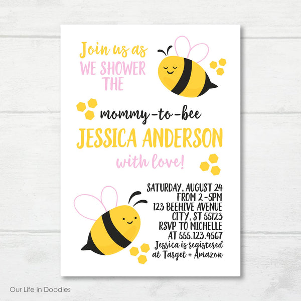 Bumble Bee Invitation, Honey Comb Baby Shower Invite