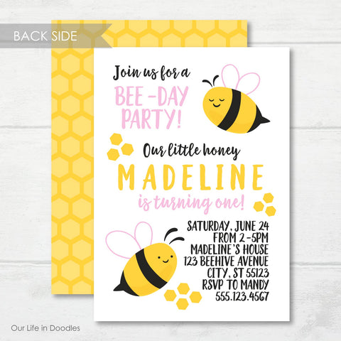 Bumble Bee Invitation, Honey Comb Birthday Party Invite