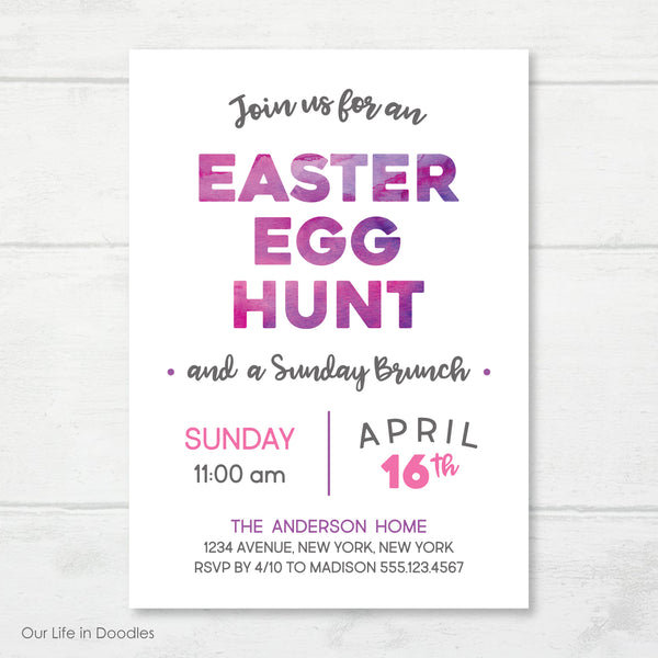 Easter Invitation, Easter Egg Hunt Brunch Invite Card